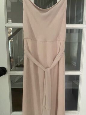 Joanna August Pale Blush Sleeveless Kimi Dress with Waist Tie, Cowl neck